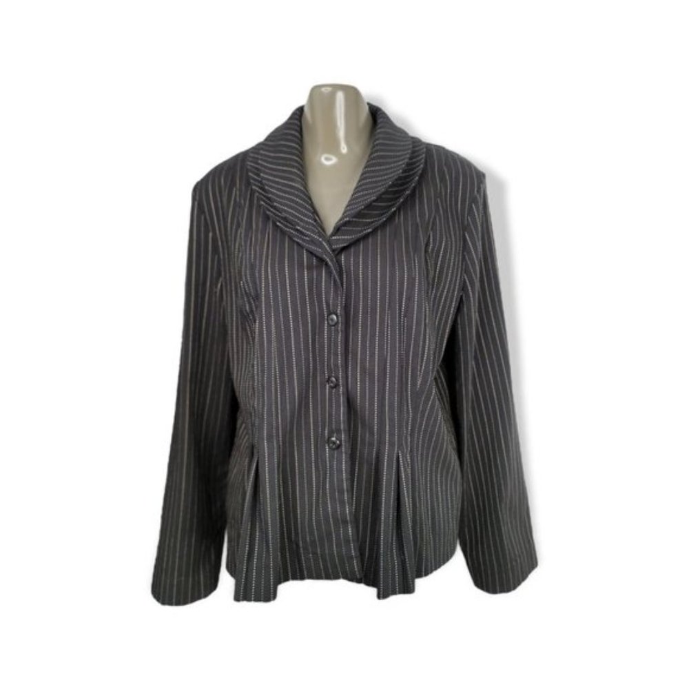 T. Milano Women's Black & Tan Button Front Two Piece Skirt Suit Plus Size 18